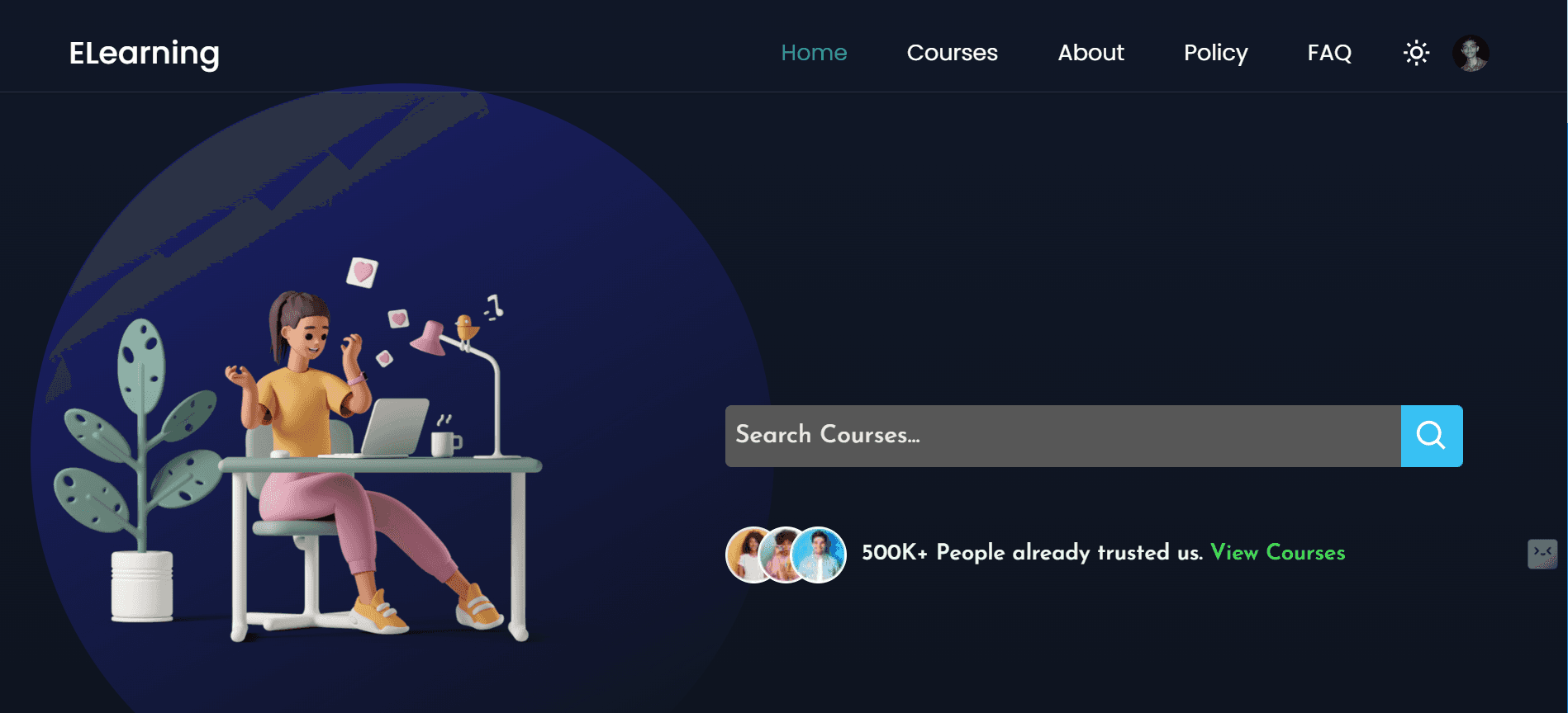 Screenshot of E-learning (LMS)