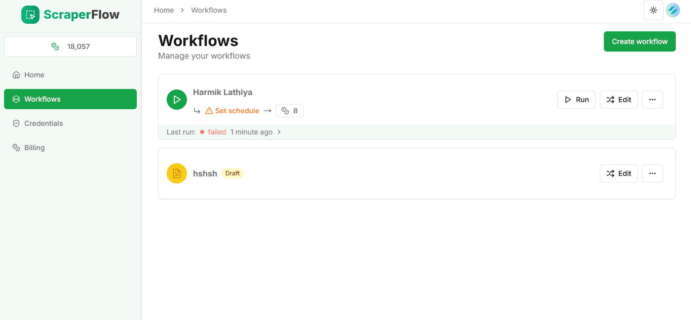 Screenshot of Scraper Flow